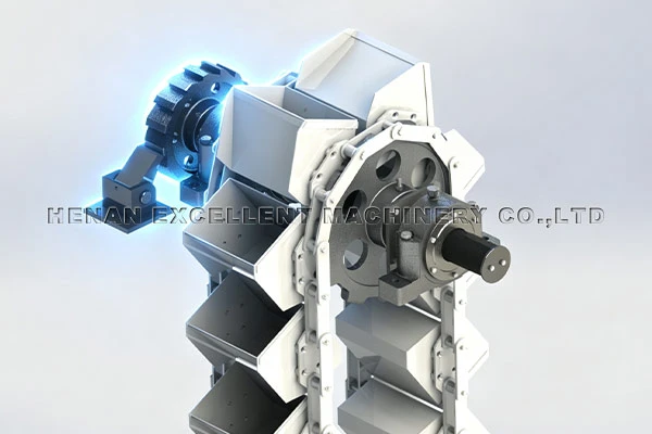 Bucket Elevator Is Equipped With An Anti-Reversal Braking Device Bucket Elevator Is Equipped With An Anti-Reversal Braking Device